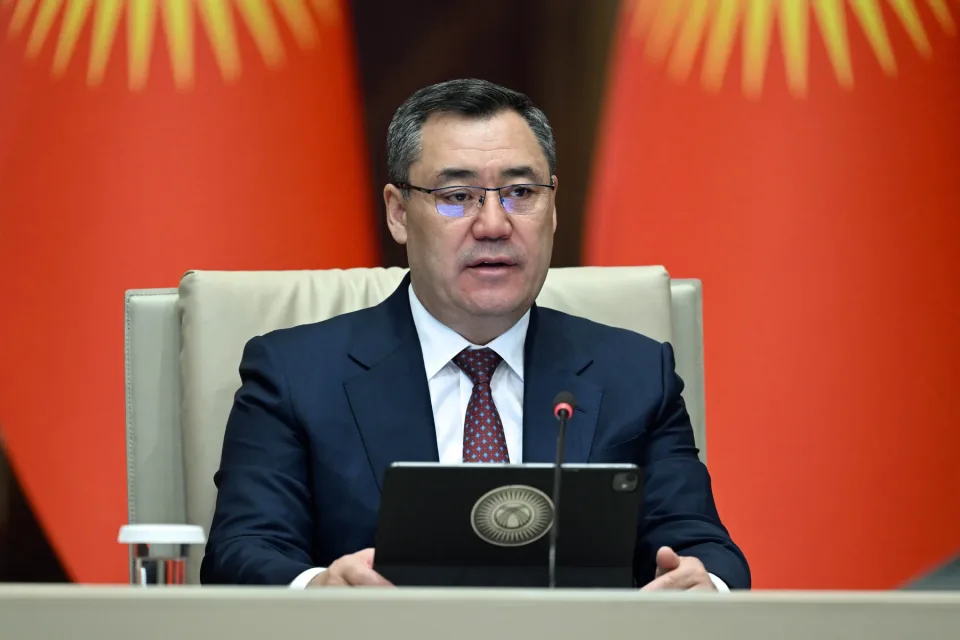 Sadyr Japarov at the national meeting in Bishkek on 21 October 2026